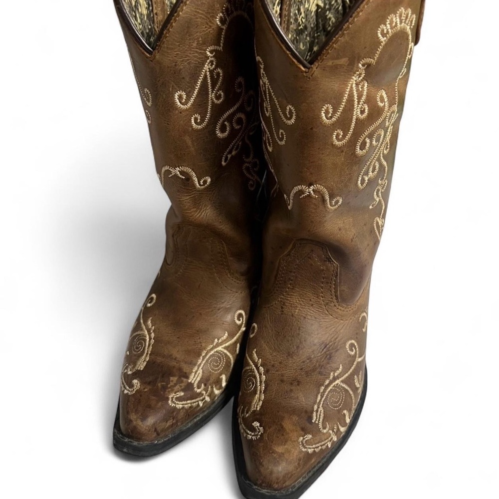 Smoky Mountain Brown Western Boots with Floral Embroidered
